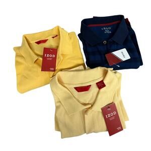 IZOD Polo Set of Three Blue Yellow Size XL NEW Short Sleeve Golf Shirt NWT